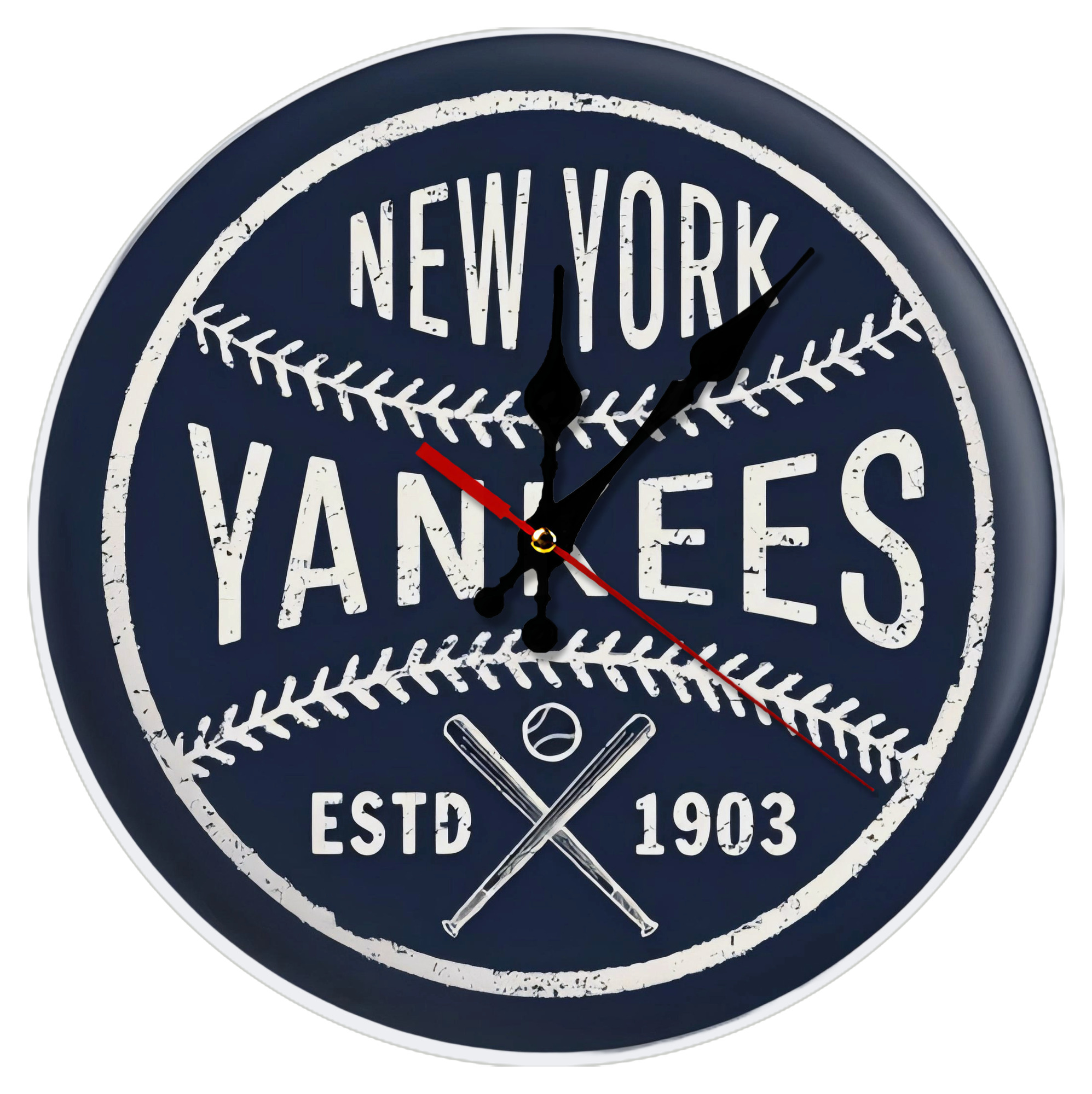 New York Yankees Estd 1903 Silent Round Wall Clock – Modern & Stylish DIY Design, Durable Wood Construction, Easy To Install – Perfect For Office, Bedroom, Living Room, And More